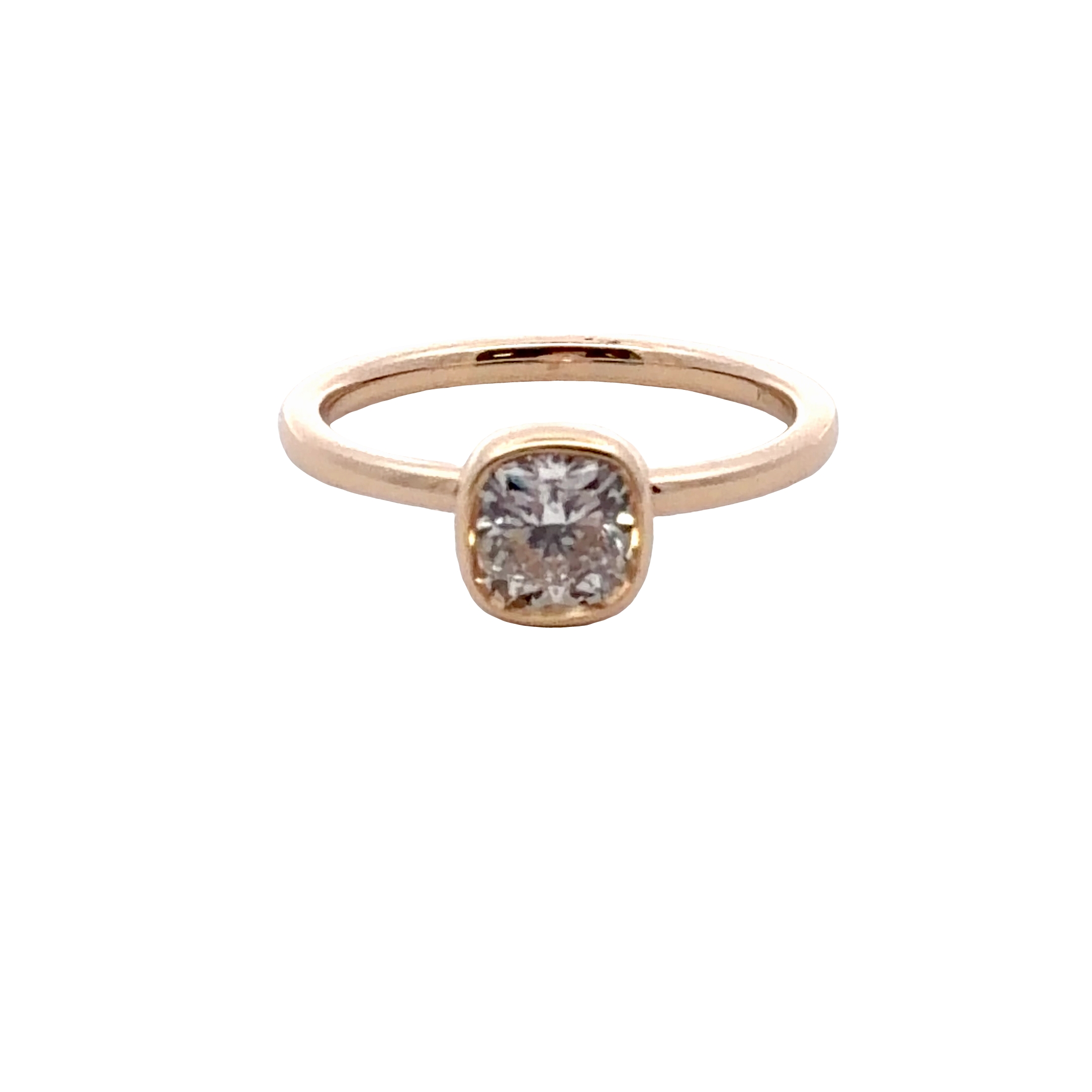 Engagement rings: Lab Grown Bezel Set Cushion cut Diamond Engagement Ring