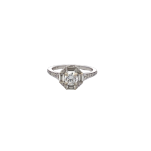 Baguette Halo Lab Grown Diamond Engagement Ring
